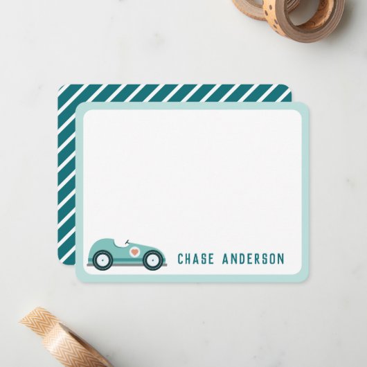 Kinder Personalisierte Rennautokarte für Kinder Mitteilungskarte (Vorderseite/Rückseite Beispiel)