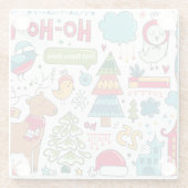 Kinder Personalisierte Weihnachts Folk Art Doodles Glasuntersetzer (Rückseite)