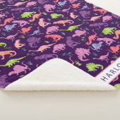 Kinder Personalisierten Dinosaurier Rosa Lila Mädc Sherpadecke (3/4)