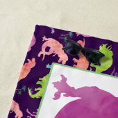 Kinder Personalisierten Lila Dinosaurier Wasserfar Strandtuch (Beispiel)