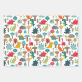 Kinder Personalisierter Dinosaurier-Wald farbenfro Geschenkpapier Set (Vorderseite 3)