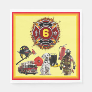 Kinder Personalisierter Feuerwehrmann Geburtstag Serviette