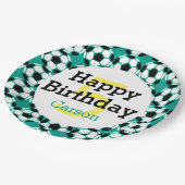 Kinder Personalisierter Fußball-Ball Happy Birthda Pappteller (Schrägansicht)