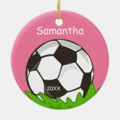 Kinder Personalisierter Fußballball rosa Keramikornament (Hinten)