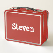 Kinder Personalisierter weißer Whimsischer Name Metall Brotdose (Rückseite)