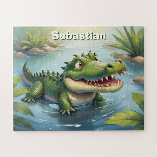 Kinder Personalisiertes Krokodil Puzzle (Horizontal)