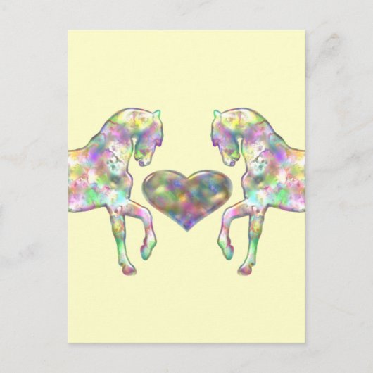 Kinder Pferd und Liebe Herz Postkarte (Vorderseite)