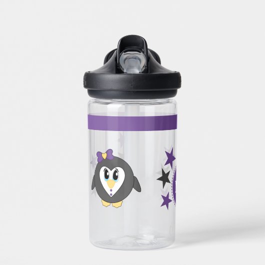 Kinder Pinguin fügen Initialen Sterne lila CamelBa Trinkflasche (Vorne)