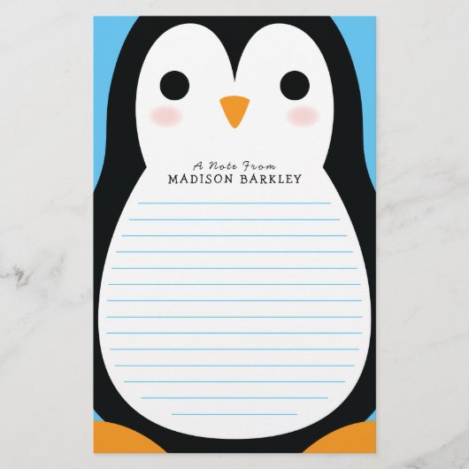 Kinder Pinguin Niedlich Briefpapier (Vorderseite)