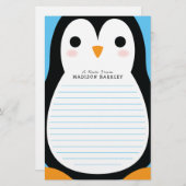 Kinder Pinguin Niedlich Briefpapier (Vorne/Hinten)