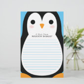 Kinder Pinguin Niedlich Briefpapier (Stehend Vorderseite)