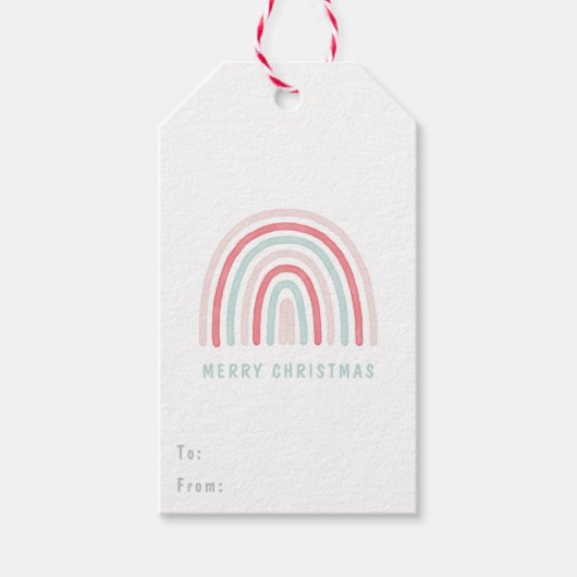 Kinder Pink Boho Weihnachts-Regenbogengeschenk Tag Geschenkanhänger (Vorderseite)