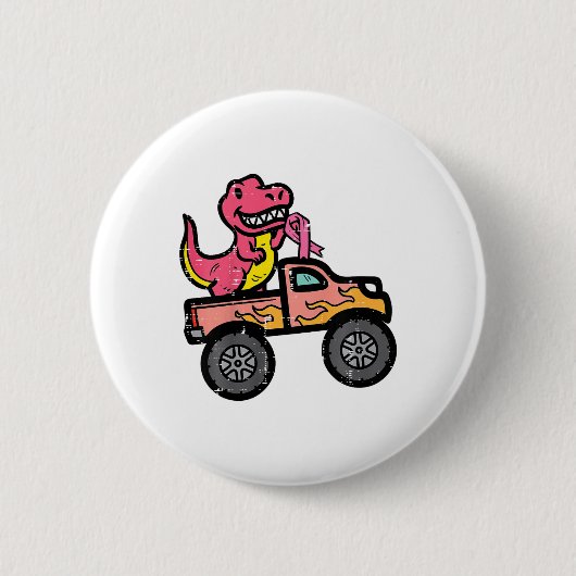 Kinder Pink-Dino-Monster LKW Brustkrebs-Warnung Button (Vorderseite)