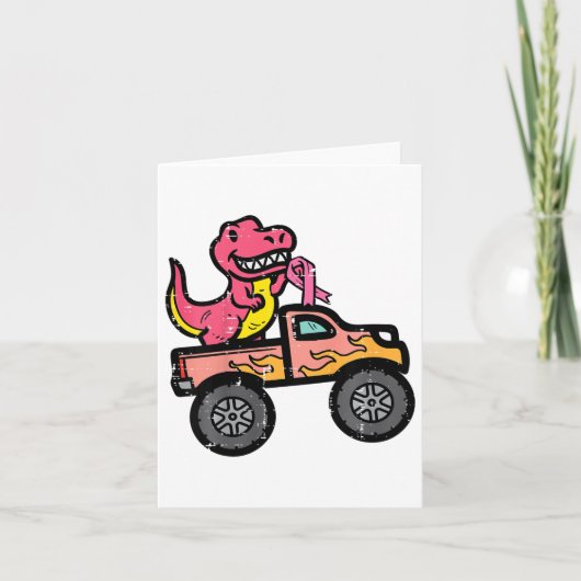 Kinder Pink-Dino-Monster LKW Brustkrebs-Warnung Karte (Vorderseite)