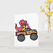 Kinder Pink-Dino-Monster LKW Brustkrebs-Warnung Karte (Gelbe Blume)