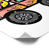 Kinder Pink-Dino-Monster LKW Brustkrebs-Warnung Poster (Ecke)