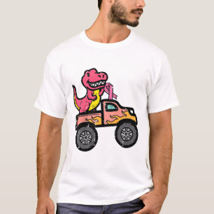 Kinder Pink-Dino-Monster LKW Brustkrebs-Warnung T-Shirt