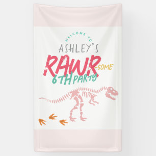 Kinder Pink Dinosaurier Mädchen Geburtstag Begrüßu Banner