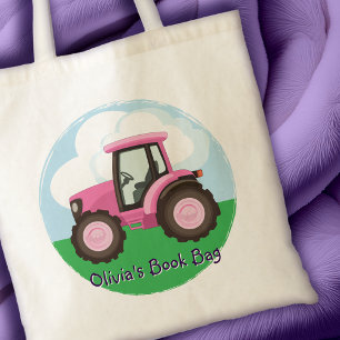 Kinder Pink Farm Traktor Niedlich Girl Personalisi Tragetasche