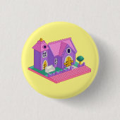 Kinder Pink Lila Pixel Art 90s Toy Church Sticker Button (Vorderseite)