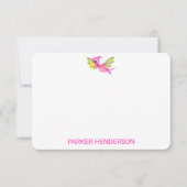 Kinder Pink Personalisiert Dinosaurier Stationery Dankeskarte (Vorderseite)