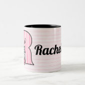 Kinder Pink Raccoon Monogramm Buchstaben R mit Nam Zweifarbige Tasse (Mittel)