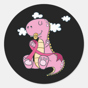 Kinder Pink Ribbon T Rex Dinosaurier Brustkrebs Kr Runder Aufkleber