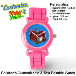 Kinder Pink Silicone Blauer Blick Armbanduhr