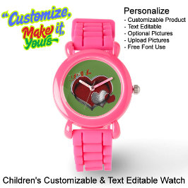 Kinder Pink Silicone sehen grünes Gesicht Armbanduhr