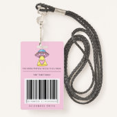 Kinder Pink UFO Party Alien Research Security Pass Ausweis (Rückseite mit Schlüsselband)