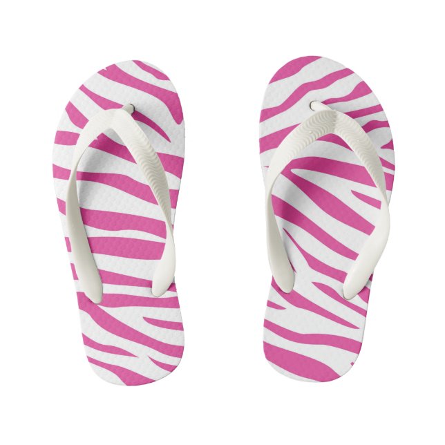 Kinder Pink Zebra Stripe Flip Flops Kinderbadesandalen (Fußbett)