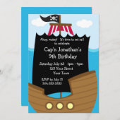 Kinder Piratenschiff Geburtstagsparty Einladung (Vorne/Hinten)