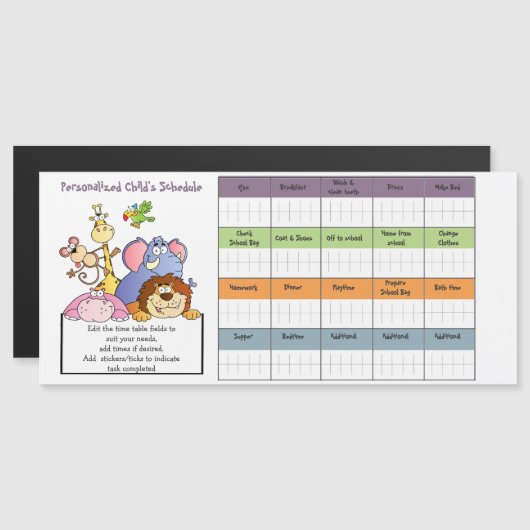 KINDER-PLAN/TIMETABLE-Rewards-Diagramm MAGNET (Vorne/Hinten)
