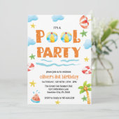 Kinder Pool Party, schwimmende Party Einladung (Stehend Vorderseite)