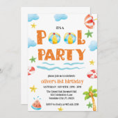 Kinder Pool Party, schwimmende Party Einladung (Vorne/Hinten)
