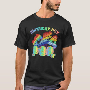 Kinder Pop 4. Geburtstag Junge Dino Gamer P T-Shirt