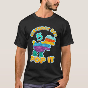 Kinder Pop 5. Geburtstag Junge Dino Gamer P T-Shirt