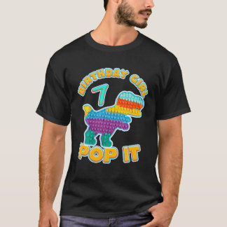 Kinder Pop Es 7. Jahr Geburtstag Girl Dino Gamer T-Shirt