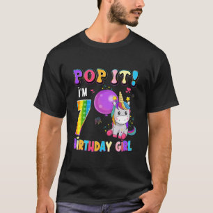 Kinder Pop Ich bin 7 Jahre alt Einhorn Girl Fidget T-Shirt