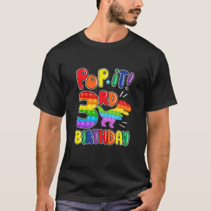 Kinder Pop It Dinosaur Happy 3. Dino Geburtstag 3. T-Shirt