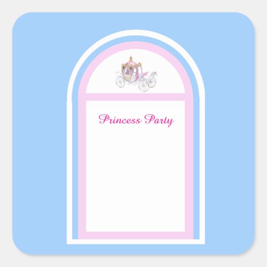 Kinder Princess Birthday Party Square Sticker (Vorderseite)
