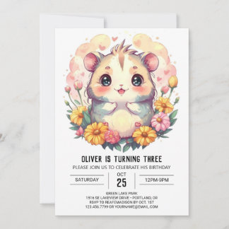 Kinder-Printable Hamster zum Geburtstag Einladung