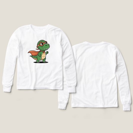 🦖🦸♂️ Kinder Pullover – Lustiger Dino mit Cape (Design Vorderseite & Rückseite)