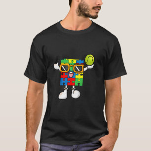 Kinder Puzzleteil spielt Tennis Autismus-Bewusstse T-Shirt