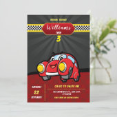 Kinder Racing Cars Geburtstagsfeier Einladung (Stehend Vorderseite)