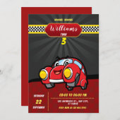 Kinder Racing Cars Geburtstagsfeier Einladung (Vorne/Hinten)