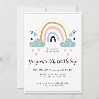 Kinder Rainbow Birthday Party Einladung