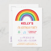 Kinder Rainbow Birthday Party Hübsch Einladungspostkarte (Vorne/Hinten)