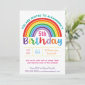 Kinder Rainbow Birthday Party Hübsche Girls Einladung (Stehend Vorderseite)