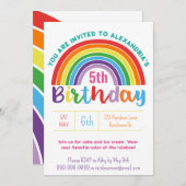 Kinder Rainbow Birthday Party Hübsche Girls Einladung (Vorne/Hinten)